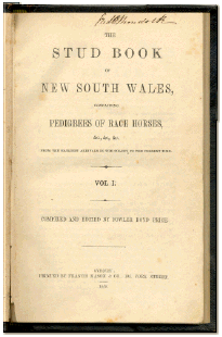 NSW Stud Book title page